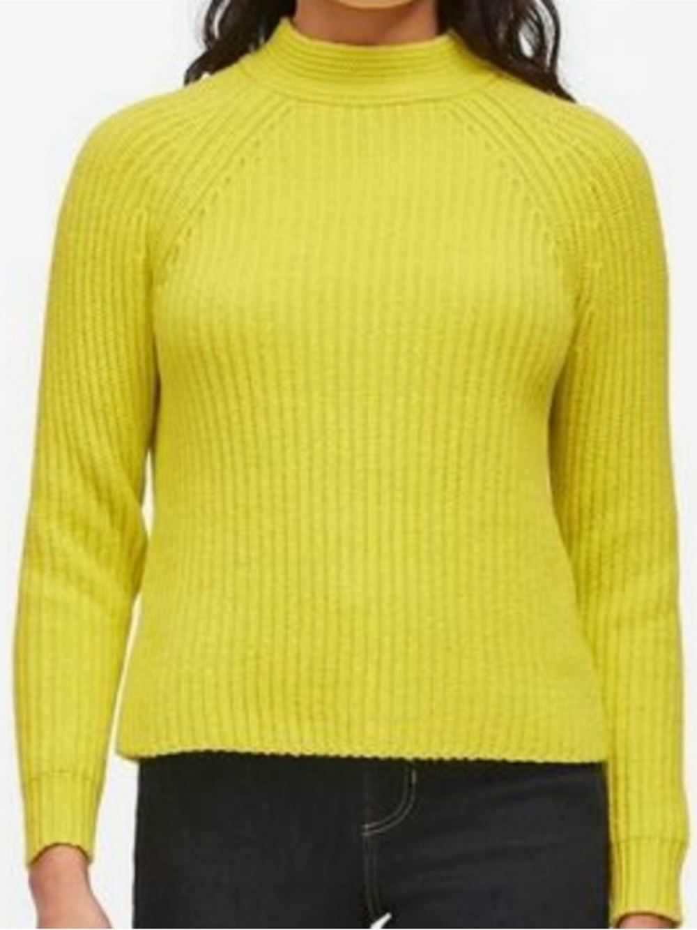 Banana Republic Yellow Ribbed Mock Neck Sweater
